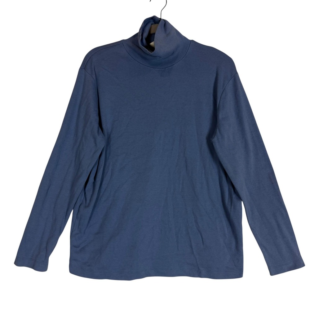 Bobbie Brooks Shirt Womens XL Blue Turtleneck Long Sleeve Stretch Casual Top